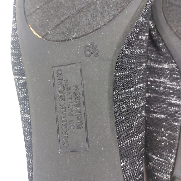 Christian Siranio Black & Silver Point Toe Flats - Picture 6 of 10
